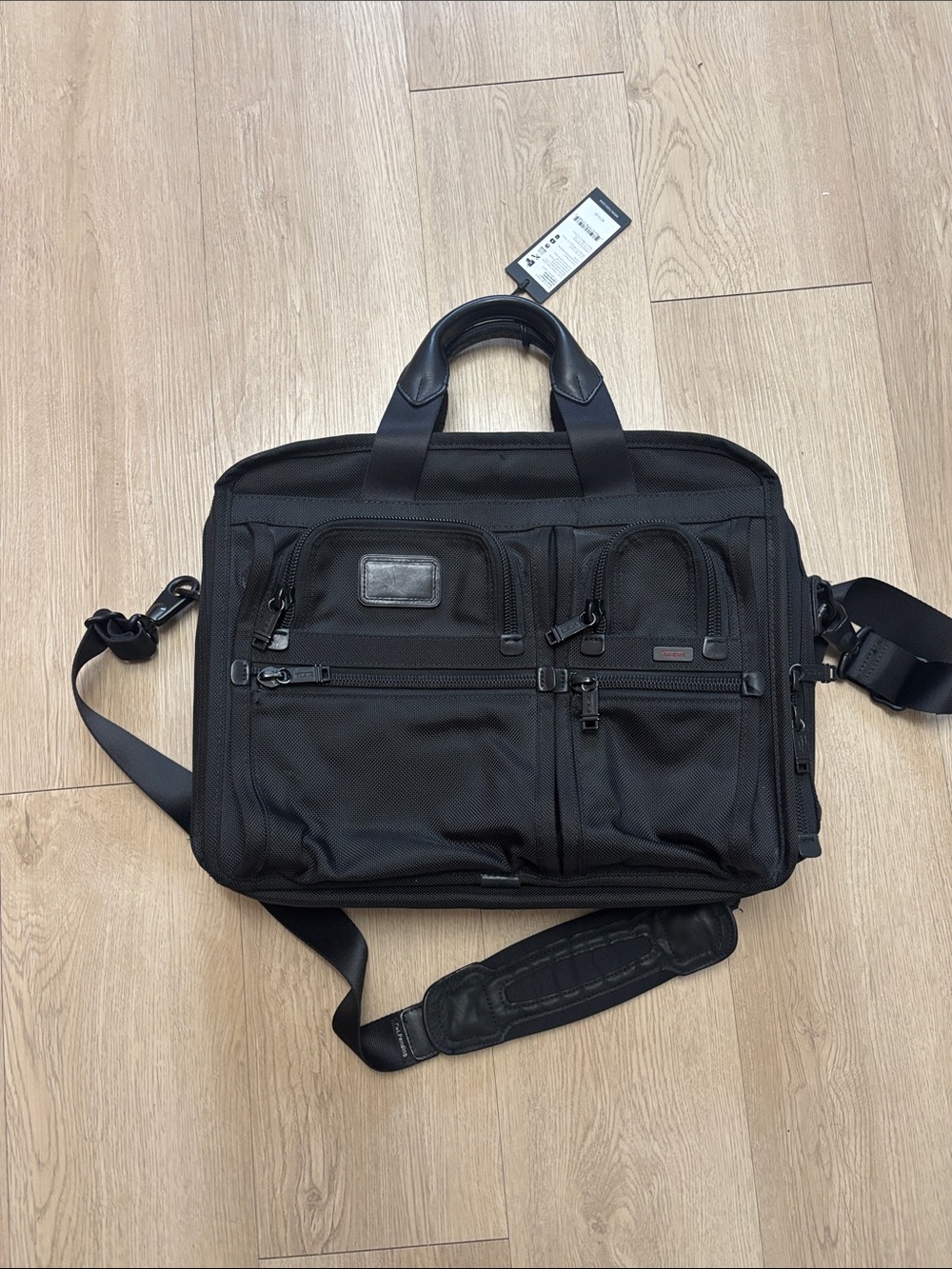 Tumi Black Ballistic Nylon Laptop Briefcase with Multiple Front Pockets